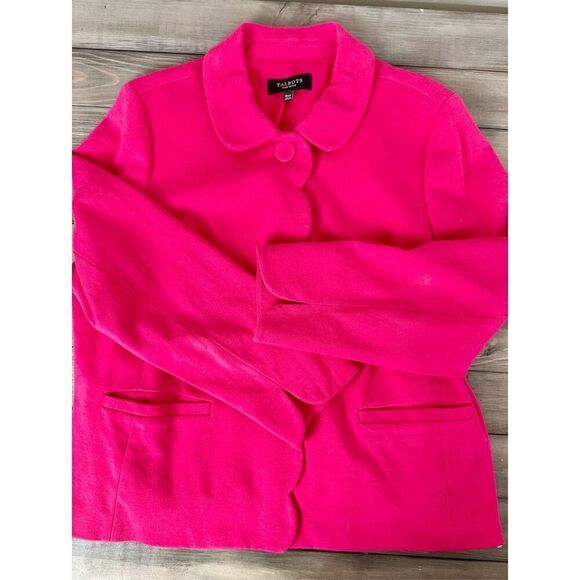 Talbots Hot Pink PONTE SCALLOP-EDGE JACKET Size 18 Petite - Picture 5 of 9